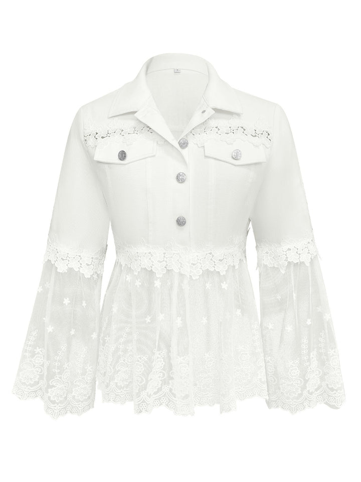Susanne™ | White Jacket with Openwork Flounce