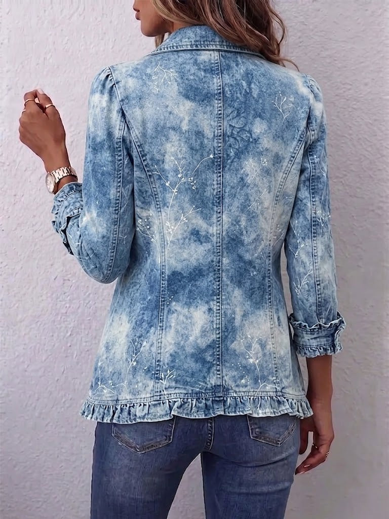 Kerstin™ | Light Blue Blazer with Tie-Dye Effect