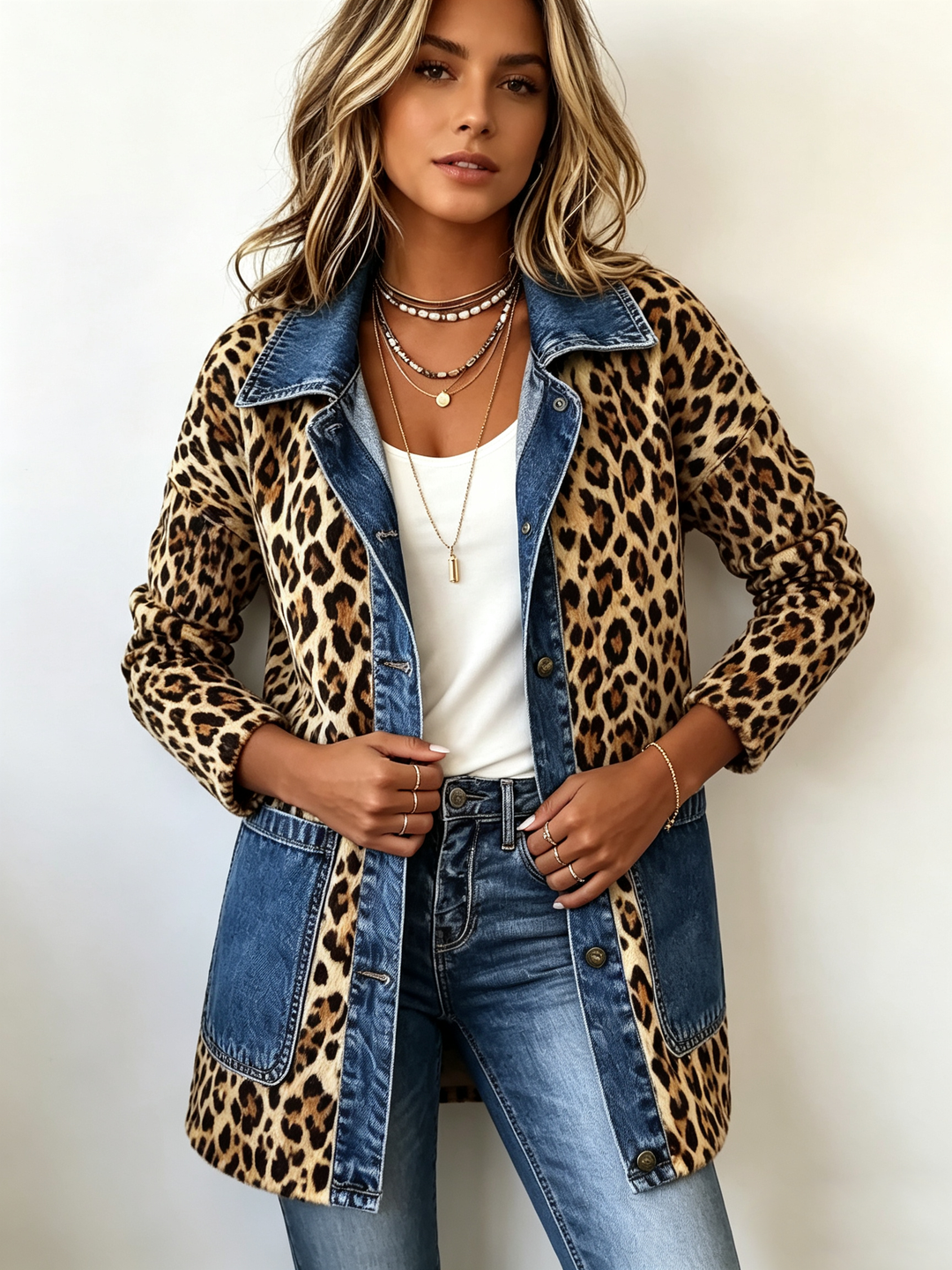 Regina™ | Long Jacket with Leopard Print