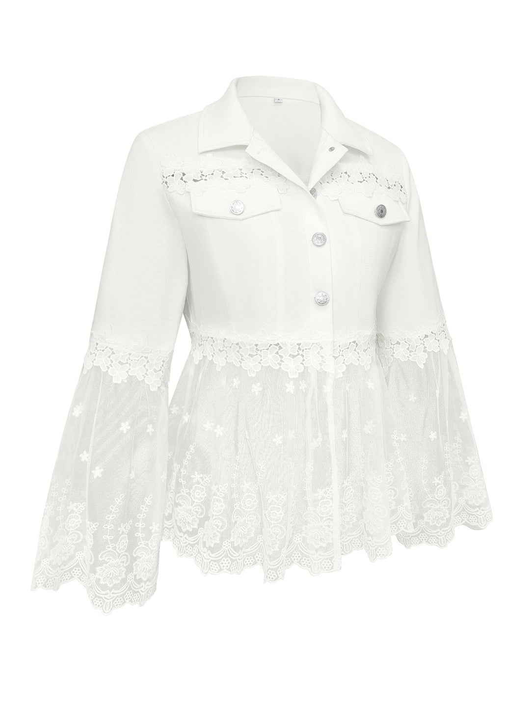 Susanne™ | White Jacket with Openwork Flounce