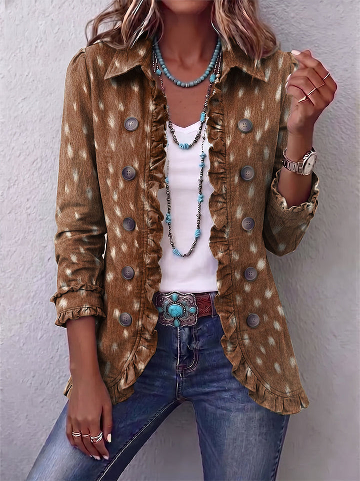 Nicole™ | Brown Blazer with Dot Print