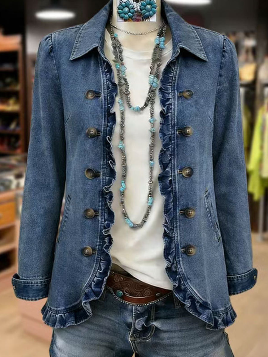 Dagmar™ | Blue Blazer with Ruffles