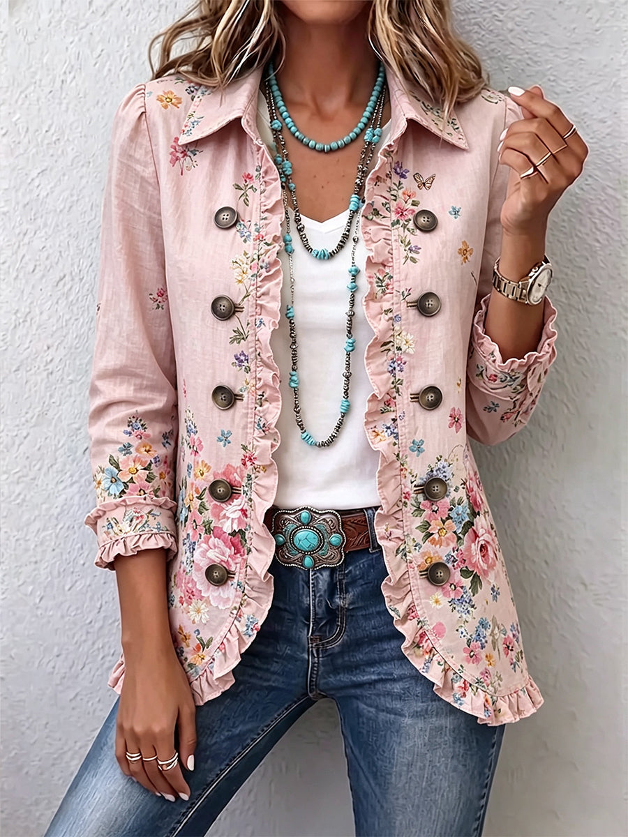 Hannelore™ | Rosé Blazer with Flowers