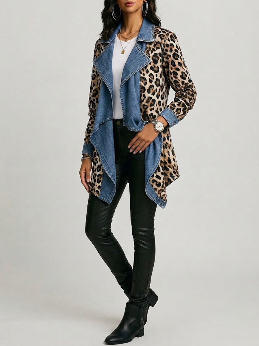 Silke™ | Waterfall Jacket with Leopard Print