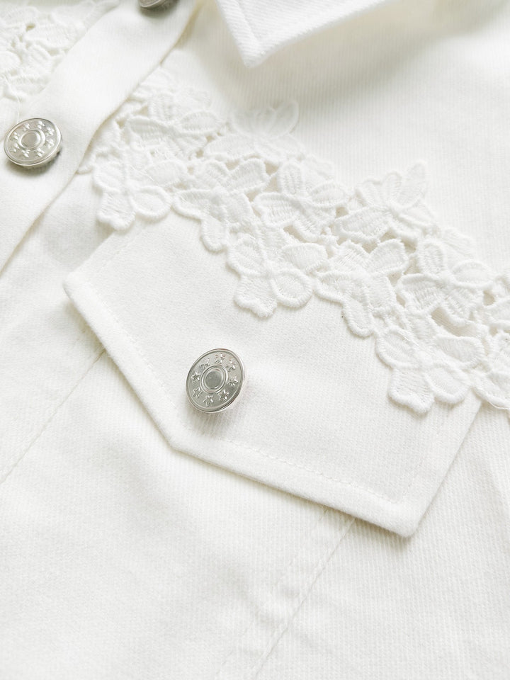 Susanne™ | White Jacket with Openwork Flounce