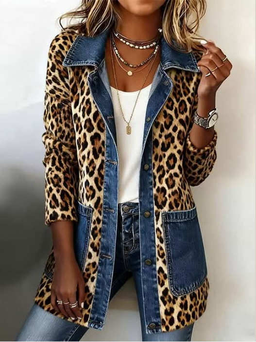 Regina™ | Long Jacket with Leopard Print
