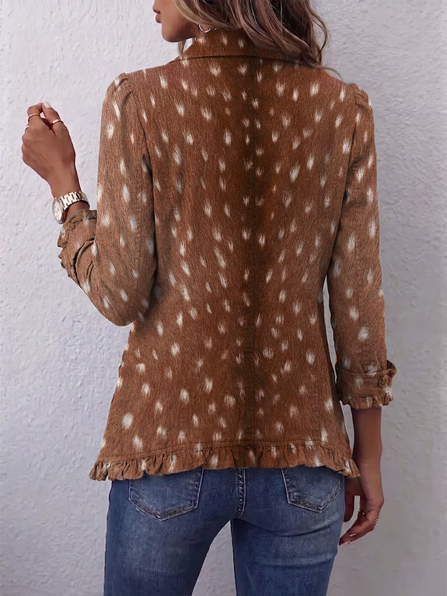Nicole™ | Brown Blazer with Dot Print