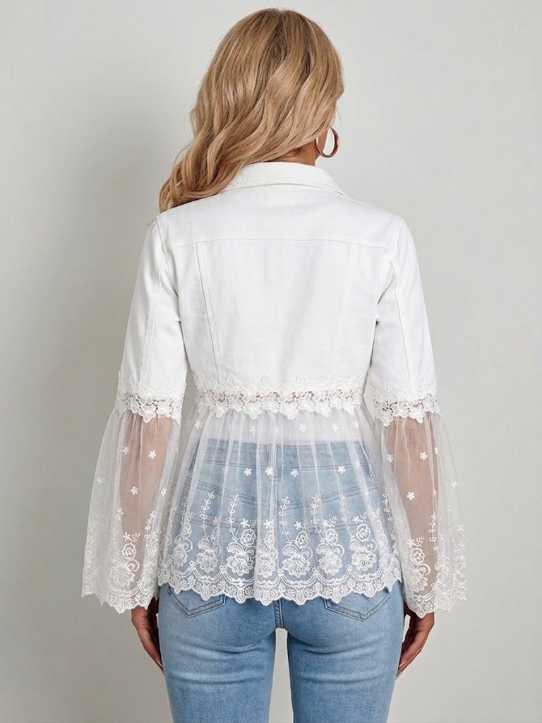 Susanne™ | White Jacket with Openwork Flounce
