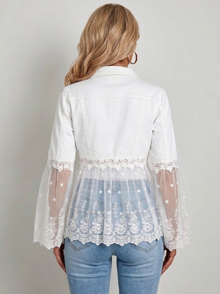 Susanne™ | White Jacket with Openwork Flounce