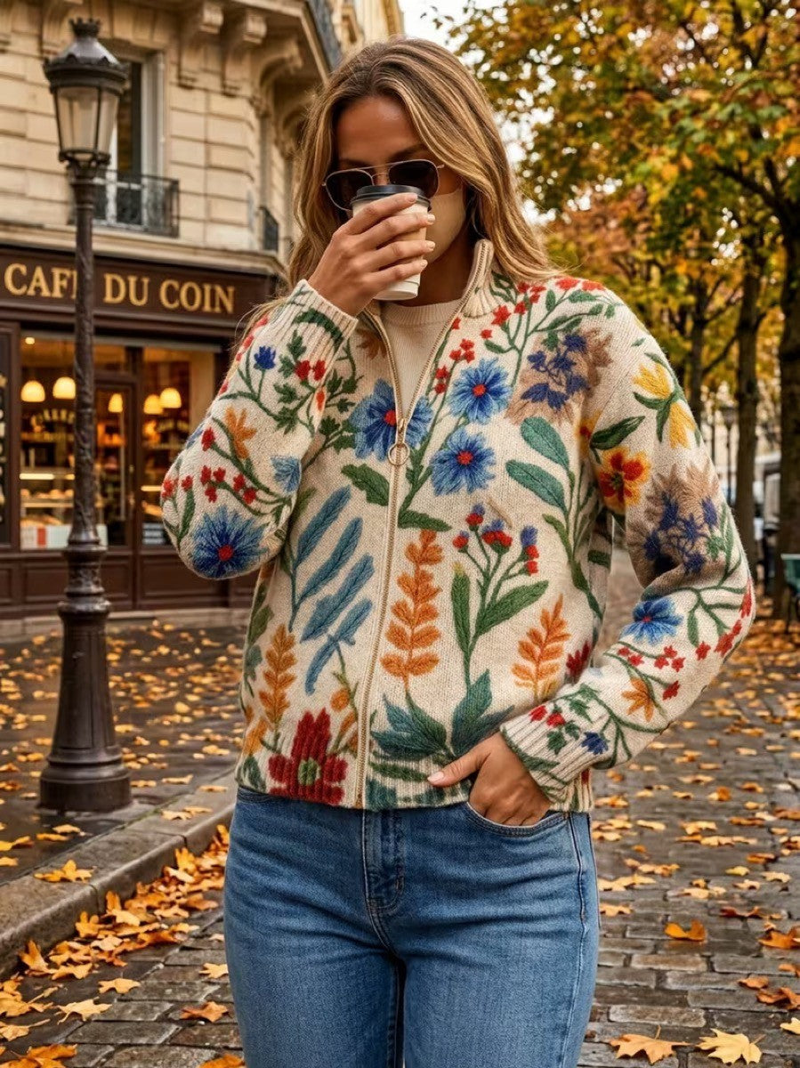 Heike™ | Cardigan with Folk-Art Flowers