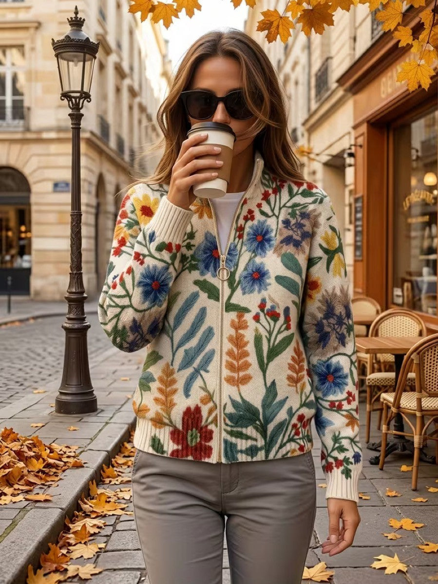 Heike™ | Cardigan with Folk-Art Flowers