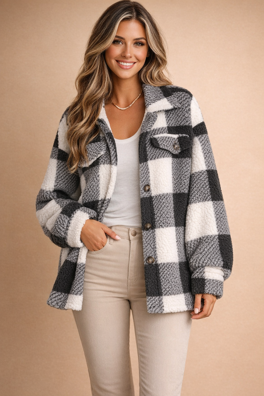 Jane | Camille Laurent Cozy Plaid Shirt Jacket