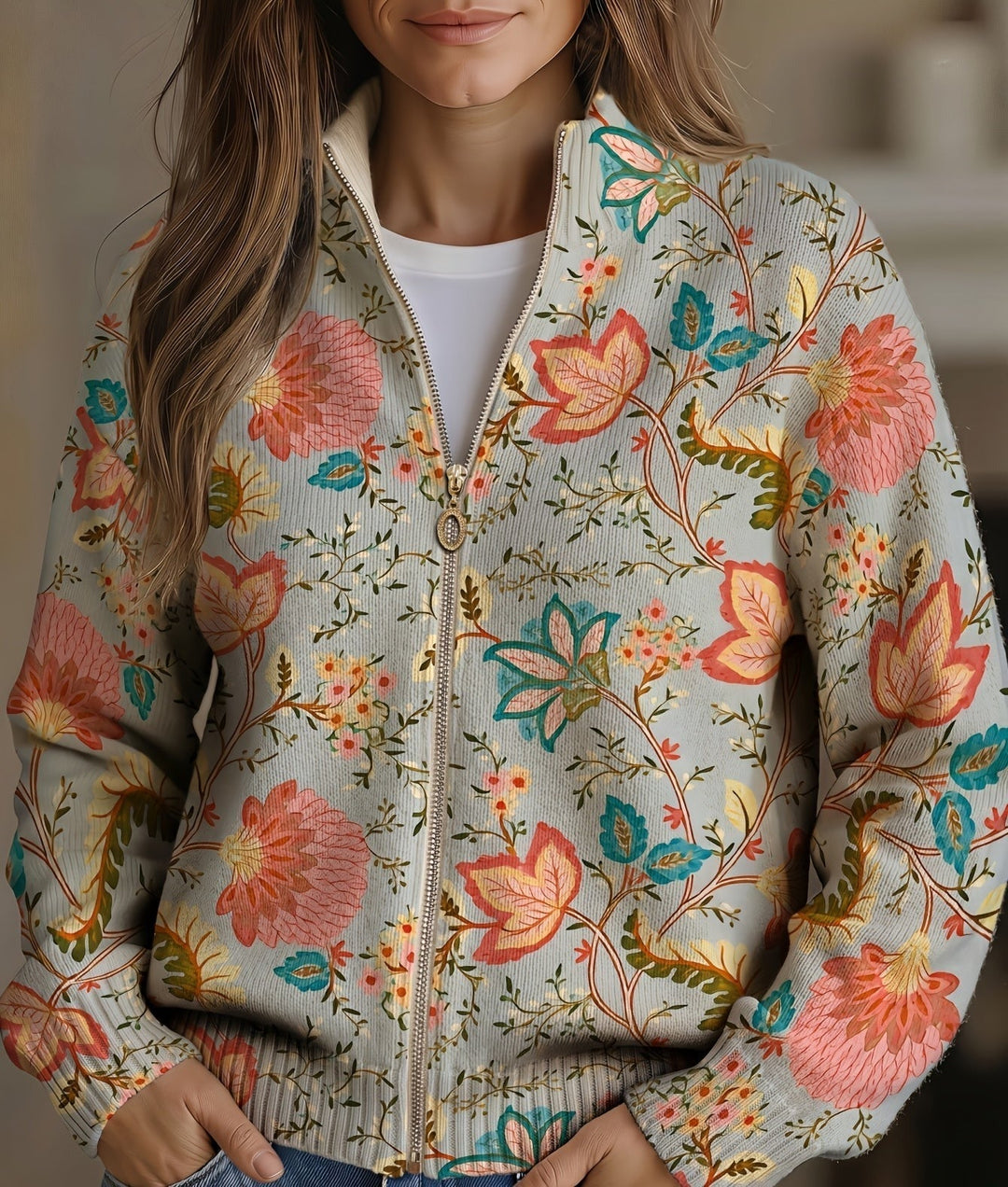Erika™ | Cardigan with Vintage Flowers